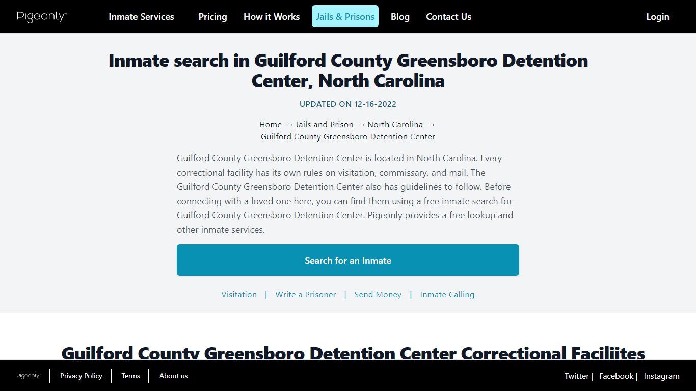 Inmate Search Guilford County Greensboro Detention Center, North ...